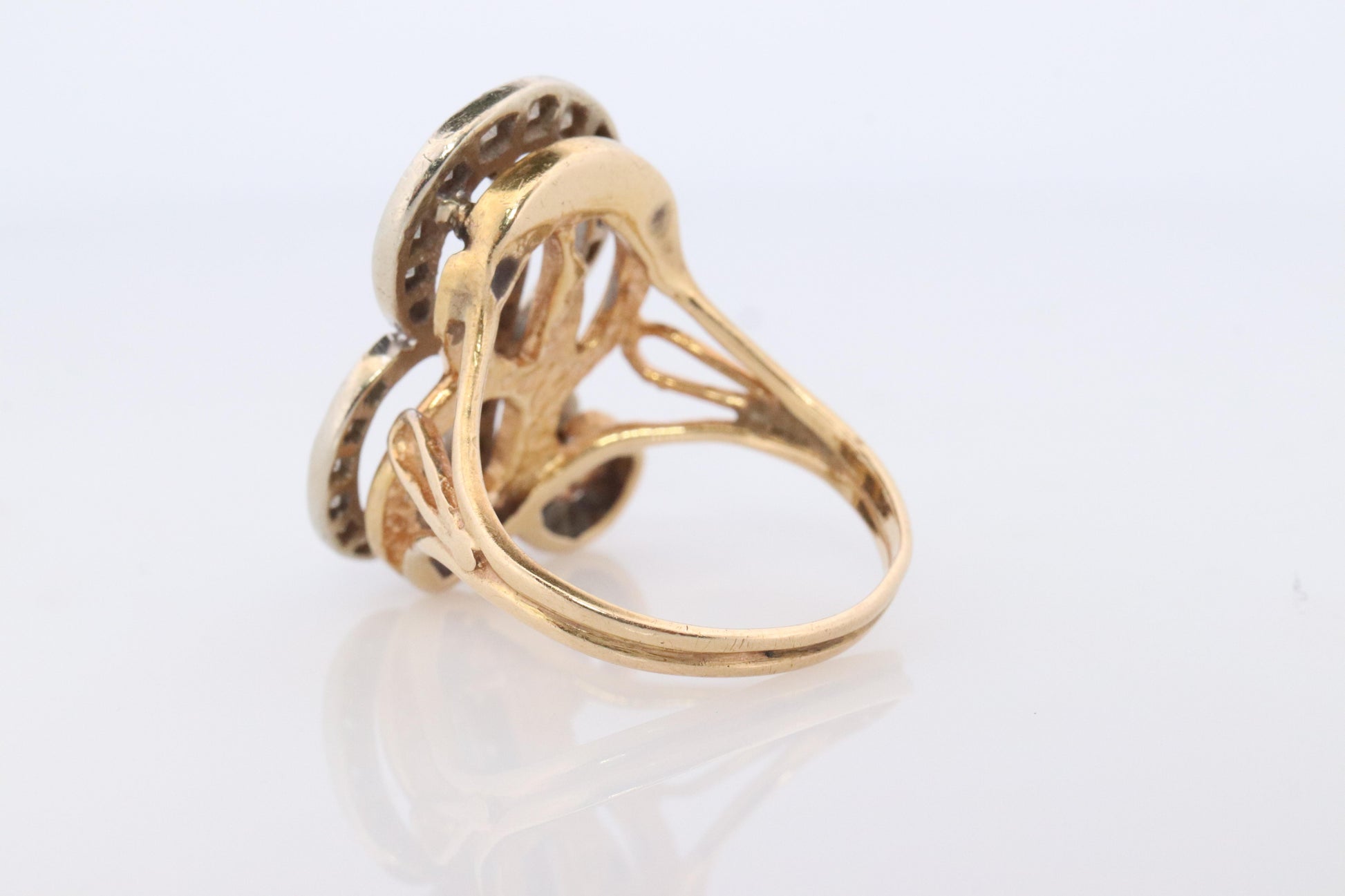 Custom Letter B diamond ring. Cursive Letter B 14k Yellow Gold Ring.