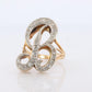 Custom Letter B diamond ring. Cursive Letter B 14k Yellow Gold Ring.