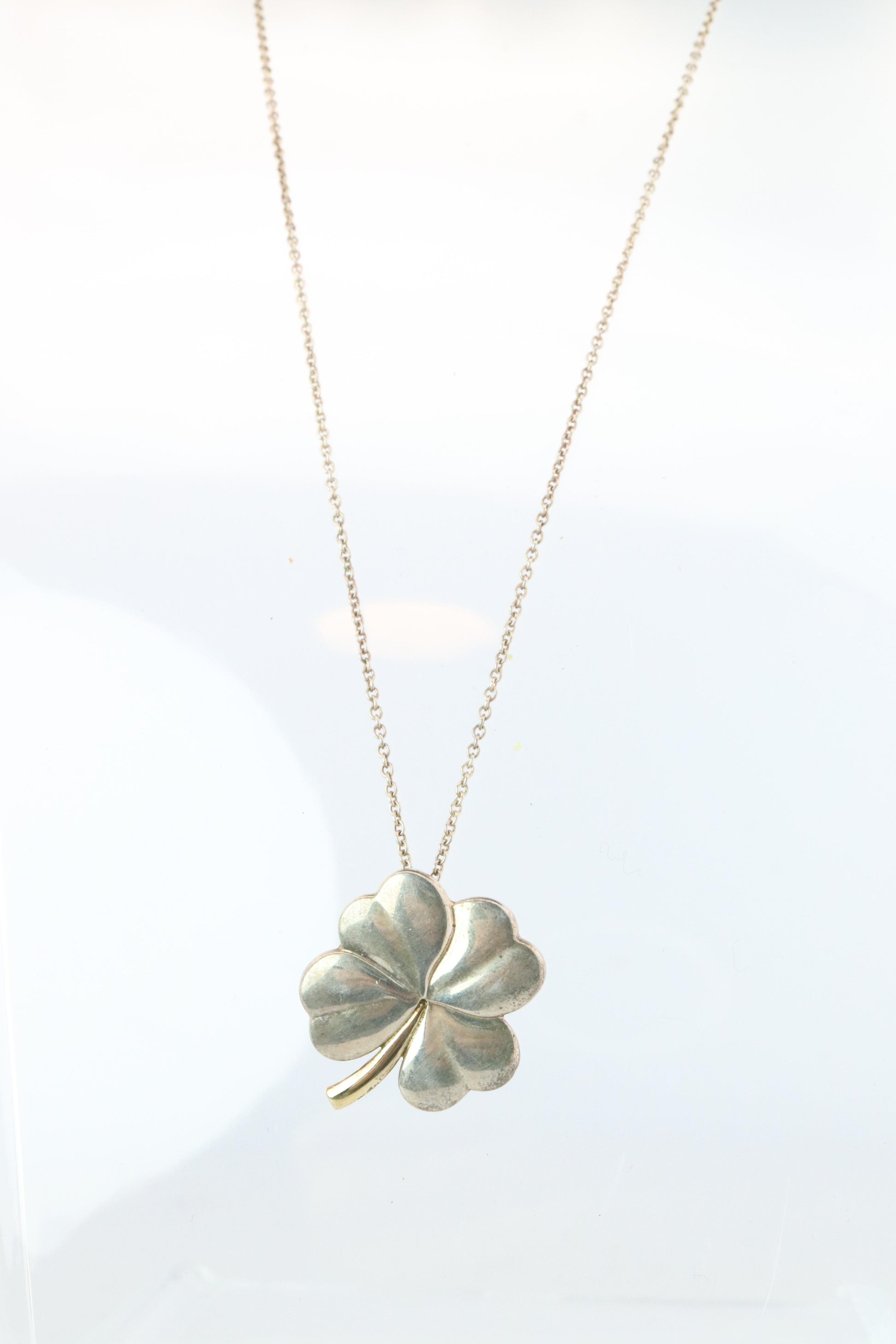 Tiffany and Co Four Leaf Clover Pendant. 18k and Sterling Silver