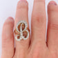 Custom Letter B diamond ring. Cursive Letter B 14k Yellow Gold Ring.