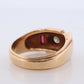 1930s 14k Triple Ruby Diamond signet ring. Art Deco Diamond Ruby Band