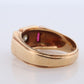 1930s 14k Triple Ruby Diamond signet ring. Art Deco Diamond Ruby Band