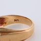 1930s 14k Triple Ruby Diamond signet ring. Art Deco Diamond Ruby Band