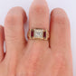 1930s 14k Triple Ruby Diamond signet ring. Art Deco Diamond Ruby Band