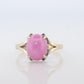PINK STAR Ruby Solitaire ring. 14k White gold. Star Sapphire Cabochon Ring.