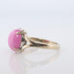 PINK STAR Ruby Solitaire ring. 14k White gold. Star Sapphire Cabochon Ring.