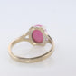 PINK STAR Ruby Solitaire ring. 14k White gold. Star Sapphire Cabochon Ring.