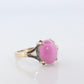 PINK STAR Ruby Solitaire ring. 14k White gold. Star Sapphire Cabochon Ring.