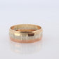 14k Wide band. Tricolor Gold Ring. White Yellow Rose Gold Textured band