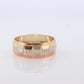 14k Wide band. Tricolor Gold Ring. White Yellow Rose Gold Textured band