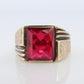 10K Ruby ring. 10k Yellow Gold Mens LC Ruby Signet Ring