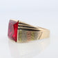 10K Ruby ring. 10k Yellow Gold Mens LC Ruby Signet Ring