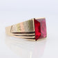 10K Ruby ring. 10k Yellow Gold Mens LC Ruby Signet Ring