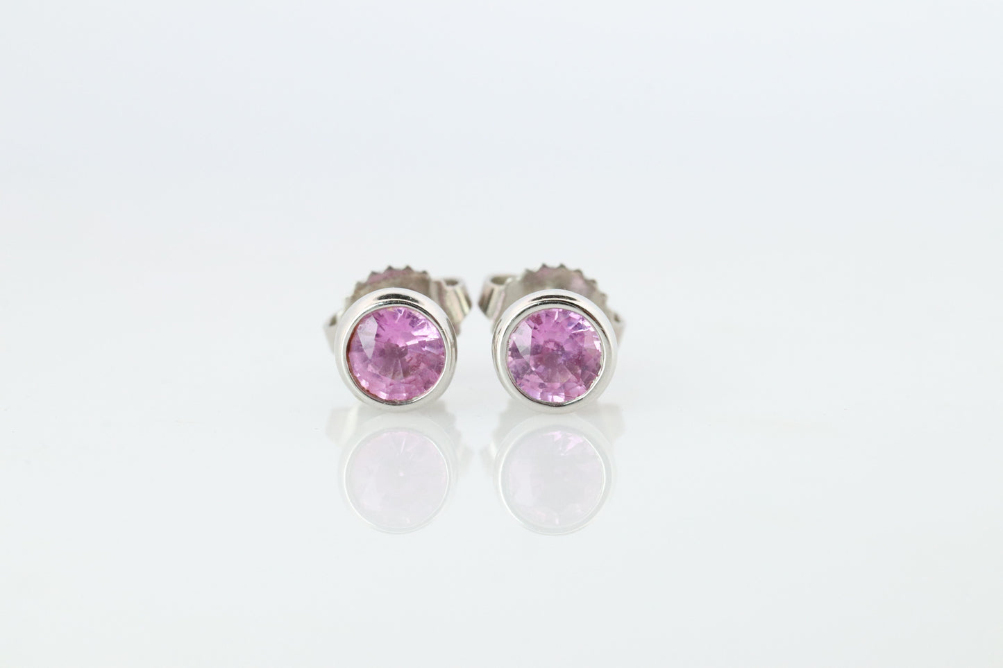 Tiffany & Co Kolor by the Yard Stud Earrings. T&CO Platinum Pink Sapphire Studs.