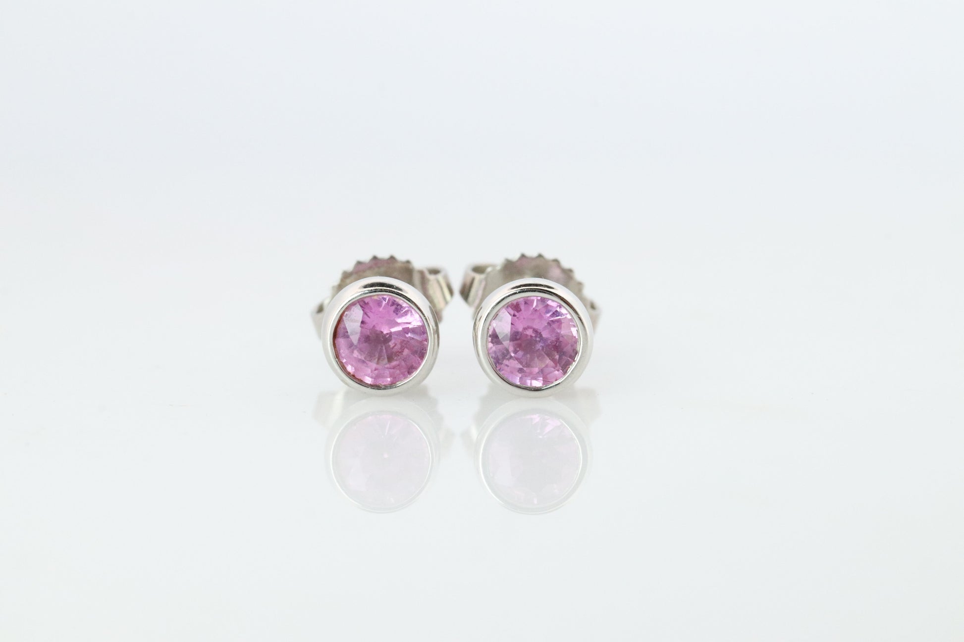 Tiffany & Co Kolor by the Yard Stud Earrings. T&CO Platinum Pink Sapphire Studs.