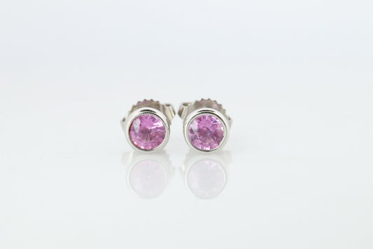 Tiffany & Co Kolor by the Yard Stud Earrings. T&CO Platinum Pink Sapphire Studs.