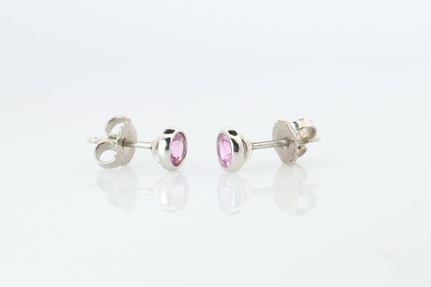 Tiffany & Co Kolor by the Yard Stud Earrings. T&CO Platinum Pink Sapphire Studs.