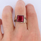10K Ruby ring. 10k Yellow Gold Mens LC Ruby Signet Ring