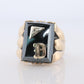 10k Custom Letter D Initial Ring. 10k Mens Hematite and Diamond signet ring.