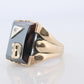 10k Custom Letter D Initial Ring. 10k Mens Hematite and Diamond signet ring.