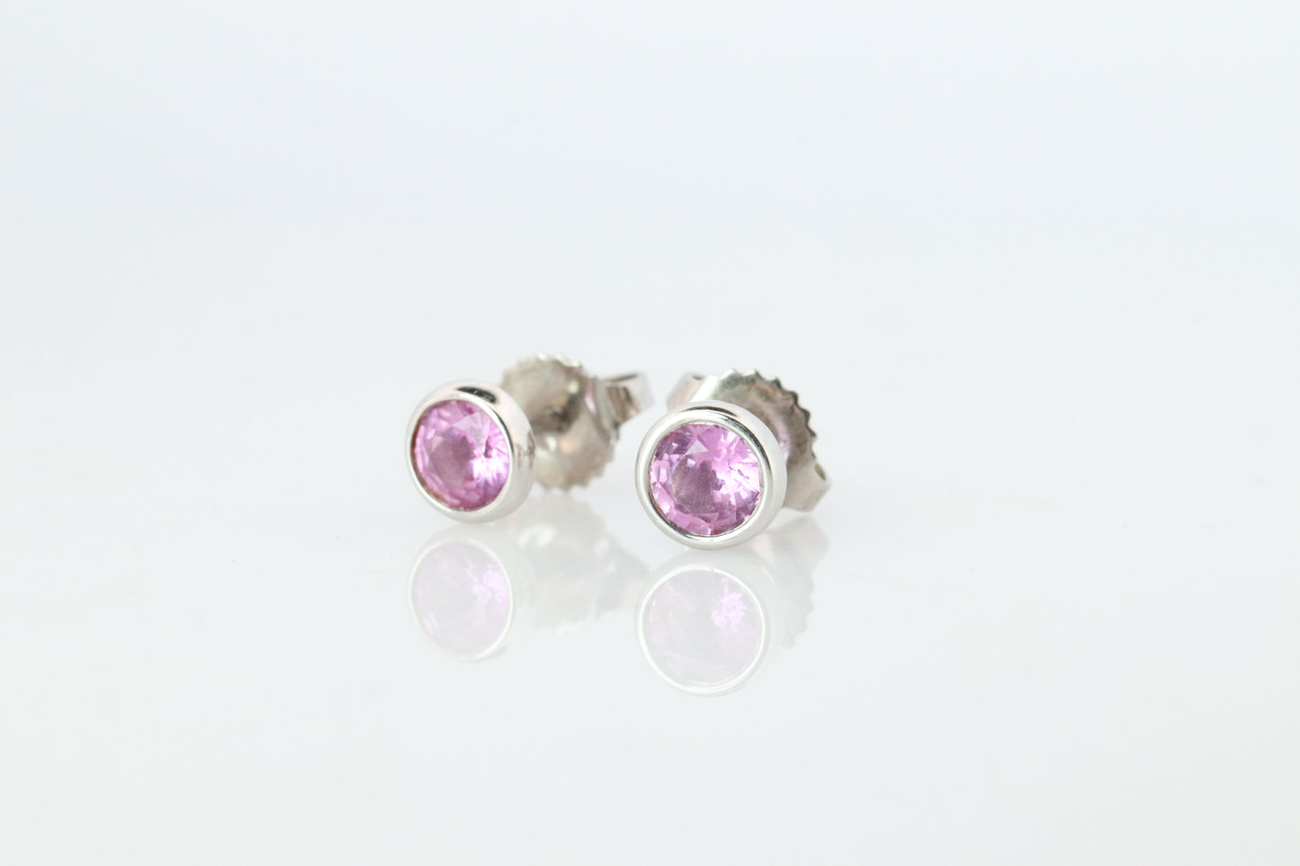 Tiffany & Co Kolor by the Yard Stud Earrings. T&CO Platinum Pink Sapphire Studs.
