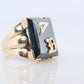 10k Custom Letter D Initial Ring. 10k Mens Hematite and Diamond signet ring.
