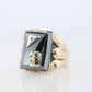 10k Custom Letter D Initial Ring. 10k Mens Hematite and Diamond signet ring.
