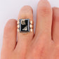 10k Custom Letter D Initial Ring. 10k Mens Hematite and Diamond signet ring.