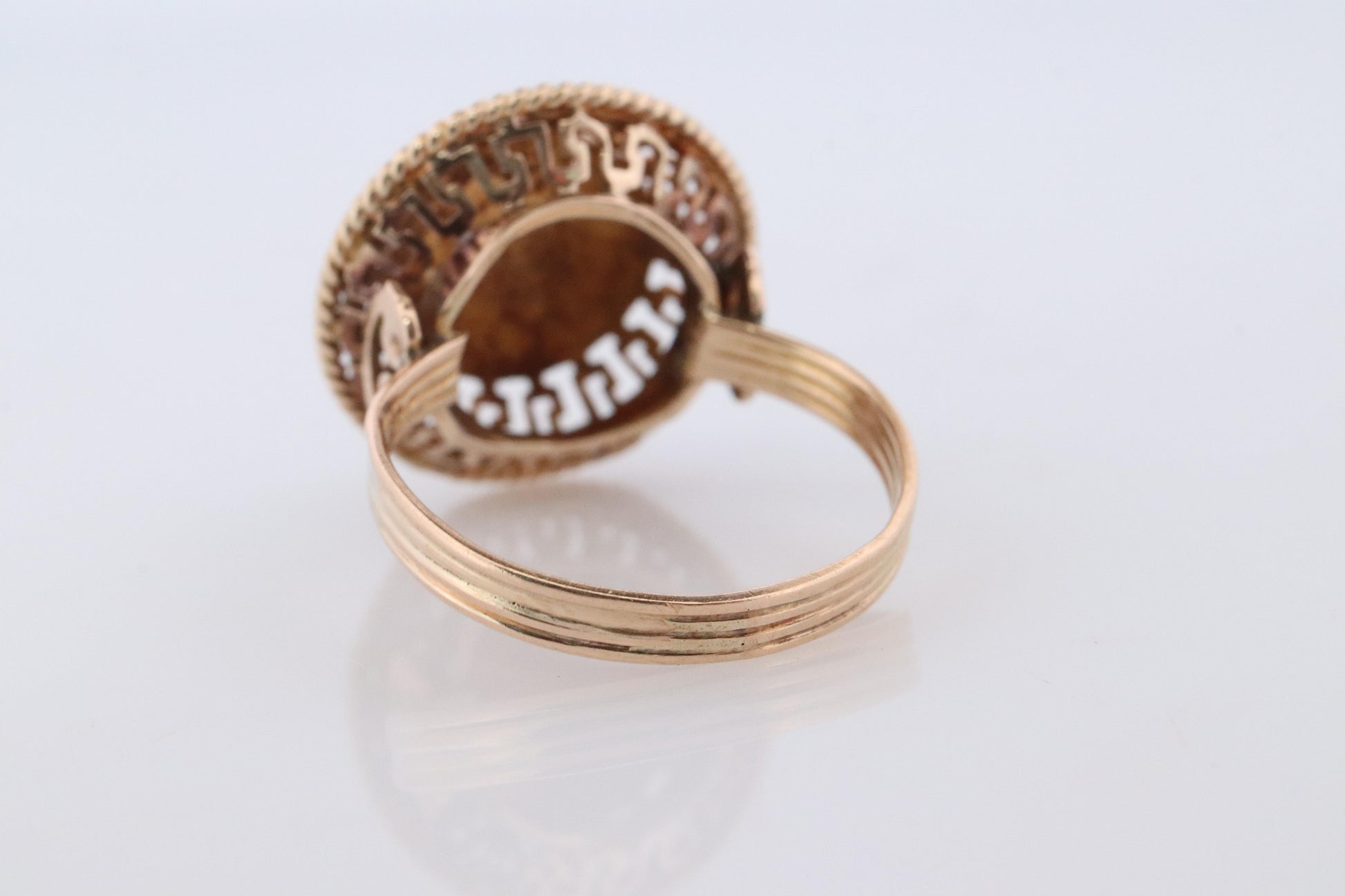 14k Greek Soldier Ladies ring. 14k Gold Filigree Centurion face Signet Ring