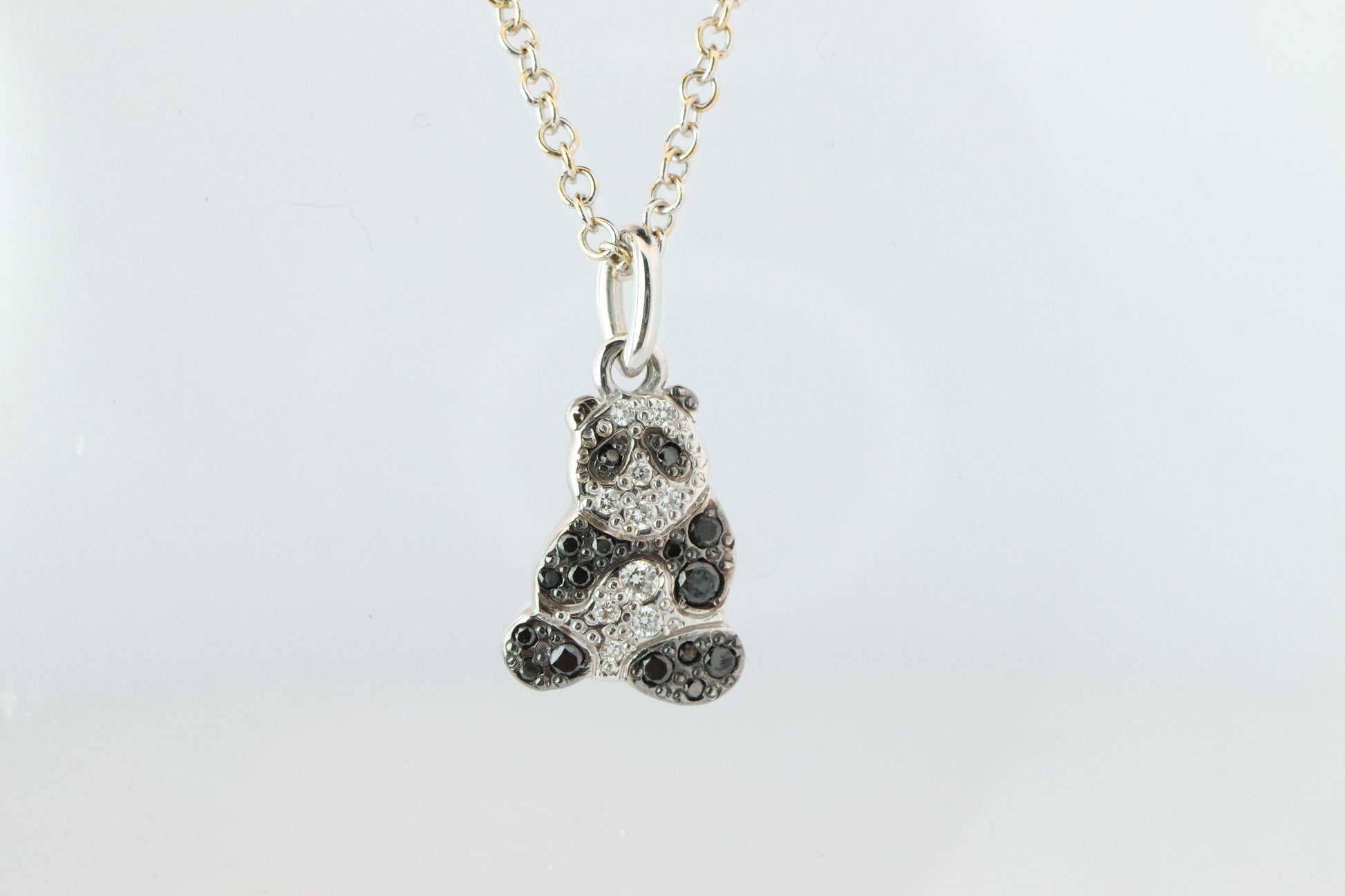 18k POMELATTO Charm. 18k Panda Bear Diamond Pendant Bracelet Charm and Necklace