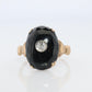 10k ONYX Diamond ring. Onyx 10k yellow gold ring. Vintage Victorian Onyx