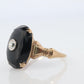10k ONYX Diamond ring. Onyx 10k yellow gold ring. Vintage Victorian Onyx
