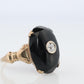 10k ONYX Diamond ring. Onyx 10k yellow gold ring. Vintage Victorian Onyx