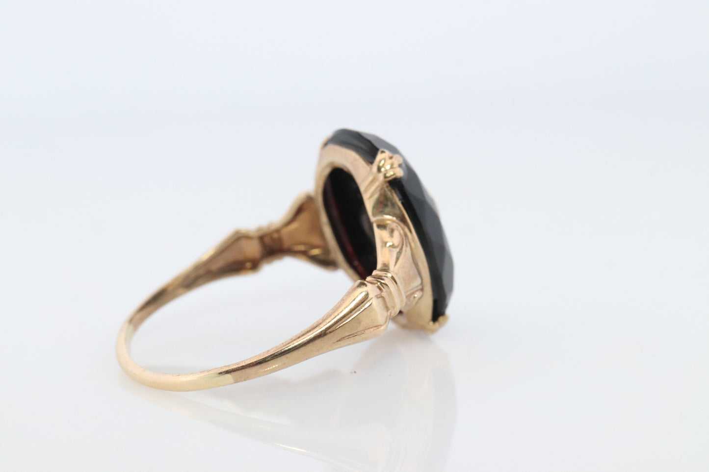 10k ONYX Diamond ring. Onyx 10k yellow gold ring. Vintage Victorian Onyx