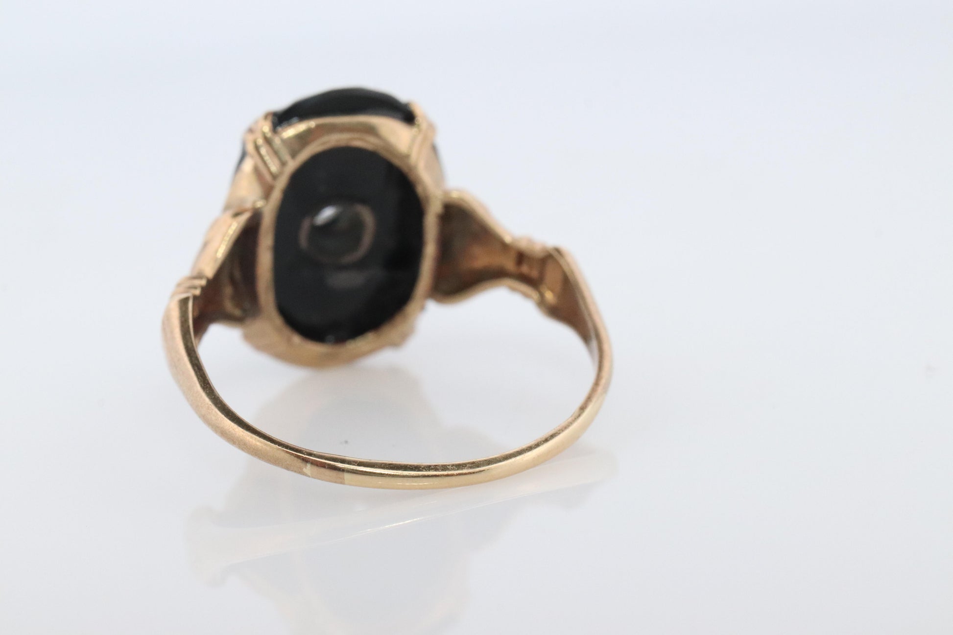 10k ONYX Diamond ring. Onyx 10k yellow gold ring. Vintage Victorian Onyx