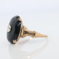 10k ONYX Diamond ring. Onyx 10k yellow gold ring. Vintage Victorian Onyx