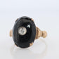 10k ONYX Diamond ring. Onyx 10k yellow gold ring. Vintage Victorian Onyx