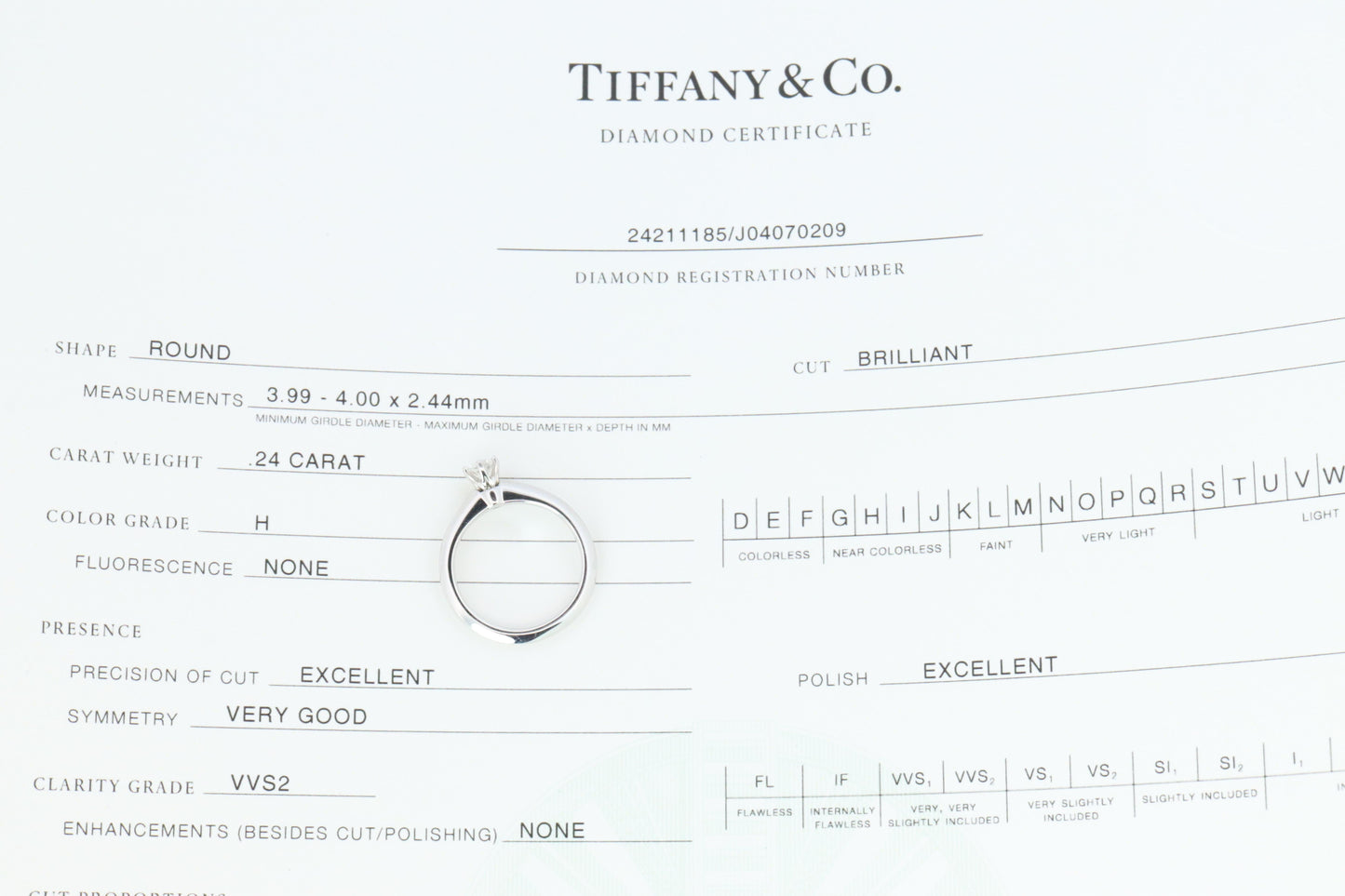 Certified Tiffany and Co Diamond Ring .24ct Tiffany Platinum Engagement ring