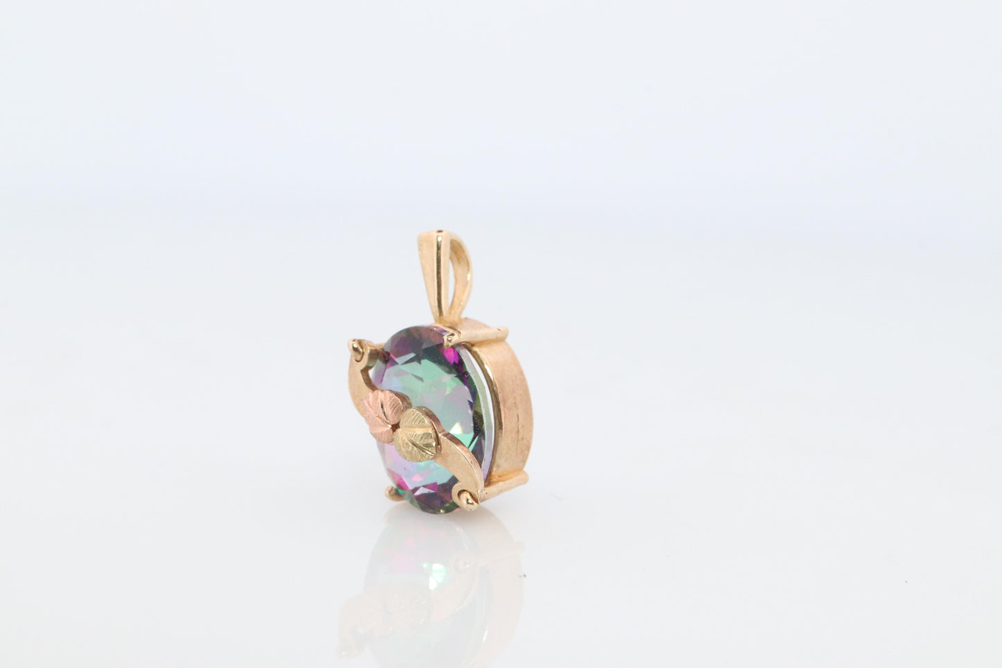 10k 12k Black Hills Gold Mystic Topaz Pendant. Black Hills Gold Vine Charm