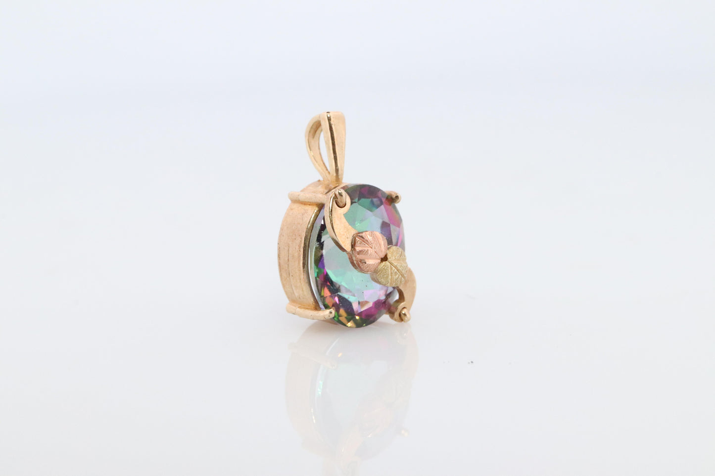 10k 12k Black Hills Gold Mystic Topaz Pendant. Black Hills Gold Vine Charm