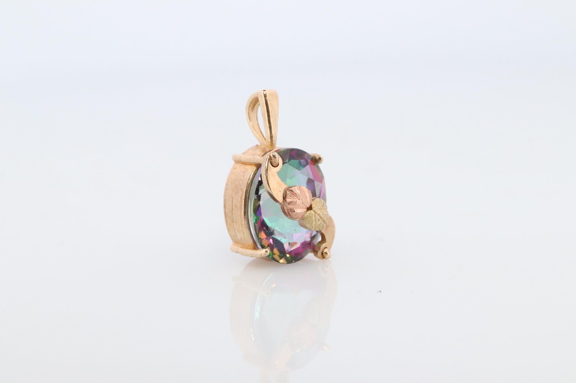 10k 12k Black Hills Gold Mystic Topaz Pendant. Black Hills Gold Vine Charm