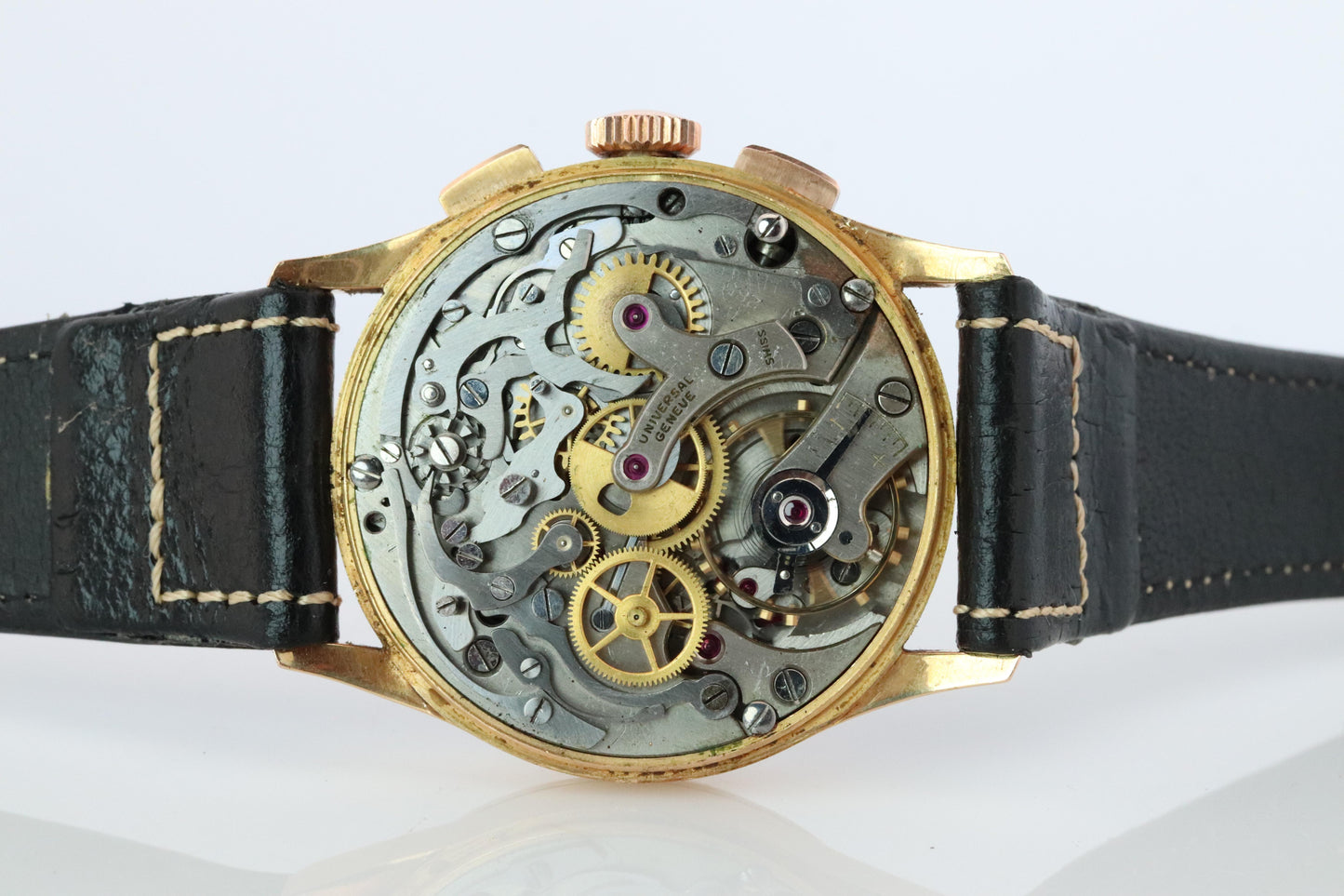 Universal Geneve 12494 Compax. 18k YG Universal Chrono Mechanical Vintage Watch.
