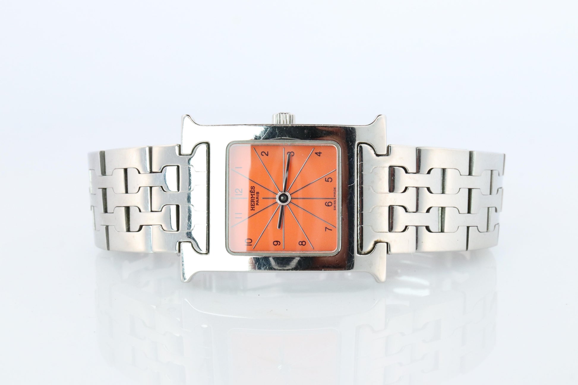 Genuine HERMES Heure H Orange HH1.210.830 Quartz Watch.