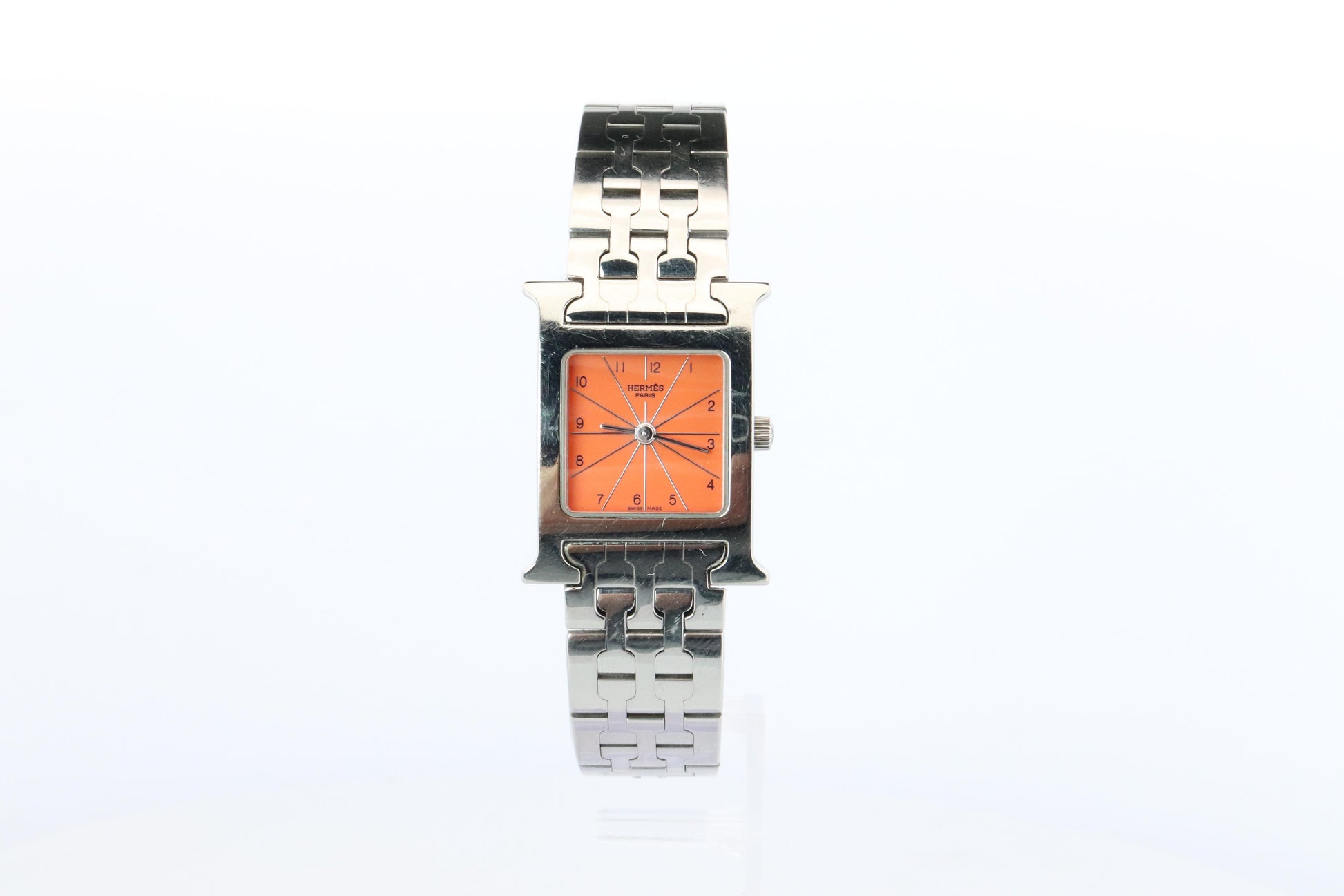 Genuine HERMES Heure H Orange HH1.210.830 Quartz Watch.