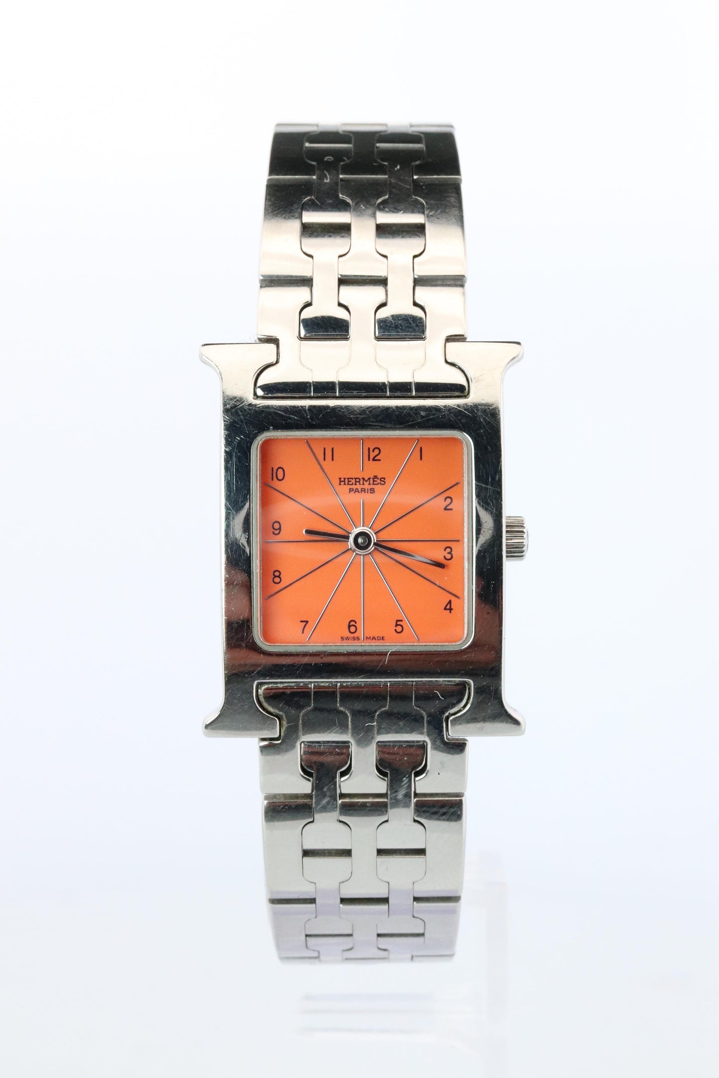 Genuine HERMES Heure H Orange HH1.210.830 Quartz Watch.