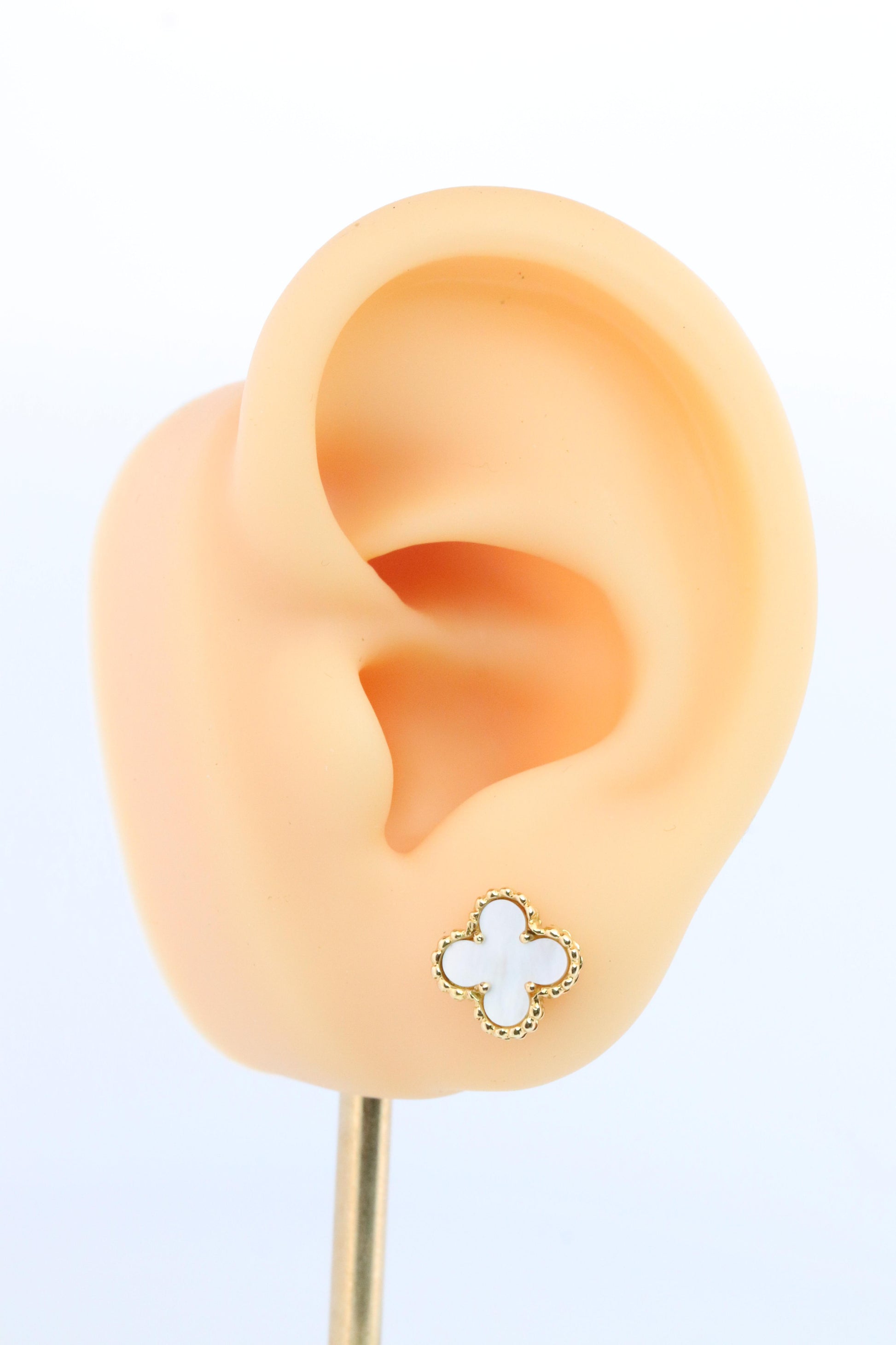 Van Cleef Arpels Sweet Alhambra Earrings Genuine VCA 18k YG Vintage Shell Studs
