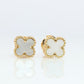 Van Cleef Arpels Sweet Alhambra Earrings Genuine VCA 18k YG Vintage Shell Studs