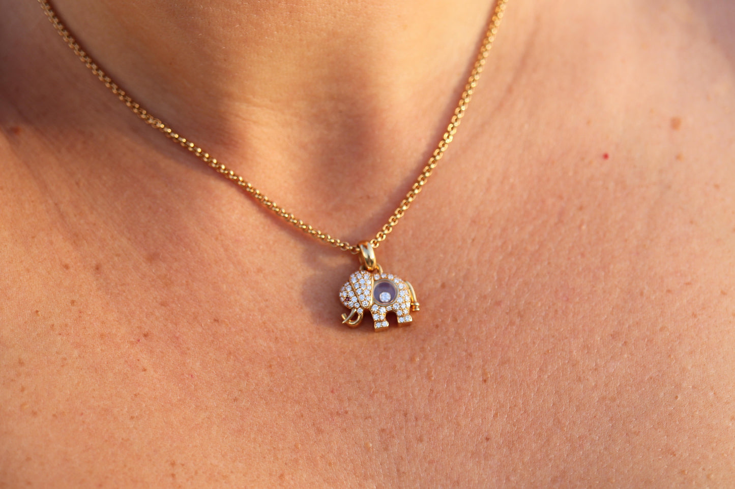 18k Chopard Happy Diamond Elephant Pendant. So Happy Chopard Necklace