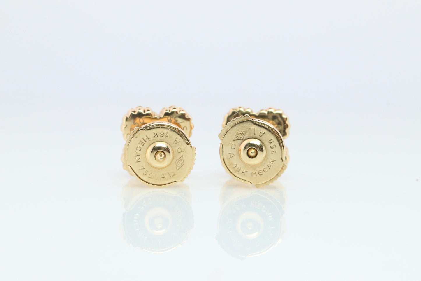 Van Cleef Arpels Sweet Alhambra Earrings Genuine VCA 18k YG Vintage Shell Studs