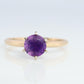 Amethyst 14k Gold solitaire ring. Vintage Estate Ring. Prong set Amethyst Ring.